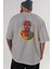 Spiderman (28) Arka Baskılı Gri Oversize T-Shirt Bisiklet Yaka Pamuk Erkek Kadın 5