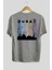 Dubai Yazılı Arka Baskılı Gri Oversize T-Shirt Unisex Erkek Kadın Bisiklet Yaka 2