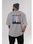 Dubai Yazılı Arka Baskılı Gri Oversize T-Shirt Unisex Erkek Kadın Bisiklet Yaka 4