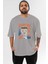 Iron Man (4) Ön Baskılı Gri Oversize T-Shirt Bisiklet Yaka Pamuk Erkek Kadın 1