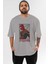 Spiderman (8) Ön Baskılı Gri Oversize T-Shirt Bisiklet Yaka Pamuk Erkek Kadın 1
