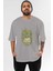 Hulk (3) Ön Baskılı Gri Oversize T-Shirt Bisiklet Yaka Pamuk Erkek Kadın 1