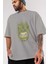 Hulk (3) Ön Baskılı Gri Oversize T-Shirt Bisiklet Yaka Pamuk Erkek Kadın 3
