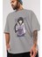 Hinata Naruto Anime Ön Baskılı Gri Oversize T-Shirt %100 Pamuk Erkek Kadın 3
