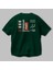 Nagoya Port Arka Baskılı Zümrüt Yeşili Oversize T-Shirt Unisex Erkek Kadın Bisiklet Yaka 3