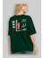 Nagoya Port Arka Baskılı Zümrüt Yeşili Oversize T-Shirt Unisex Erkek Kadın Bisiklet Yaka 4
