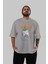 Joker (6) Ön Baskılı Gri Oversize T-Shirt Bisiklet Yaka Pamuk Erkek Kadın 5