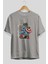 Captain America (2) Ön Baskılı Gri Oversize T-Shirt Bisiklet Yaka Pamuk Erkek Kadın 2
