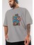 Captain America (2) Ön Baskılı Gri Oversize T-Shirt Bisiklet Yaka Pamuk Erkek Kadın 3
