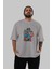 Captain America (2) Ön Baskılı Gri Oversize T-Shirt Bisiklet Yaka Pamuk Erkek Kadın 5
