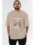 La Casa De Papel (2) Ön Baskılı Bej Oversize T-Shirt Bisiklet Yaka Pamuk Erkek Kadın 1