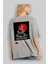 Retro Japanese Arka Baskılı Gri Oversize T-Shirt Unisex Erkek Kadın Bisiklet Yaka 3