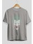 Joker (1) Ön Baskılı Gri Oversize T-Shirt Bisiklet Yaka Pamuk Erkek Kadın 2