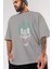 Joker (1) Ön Baskılı Gri Oversize T-Shirt Bisiklet Yaka Pamuk Erkek Kadın 3