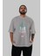Joker (1) Ön Baskılı Gri Oversize T-Shirt Bisiklet Yaka Pamuk Erkek Kadın 5