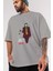 Joker (11) Ön Baskılı Gri Oversize T-Shirt Bisiklet Yaka Pamuk Erkek Kadın 3
