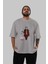 Joker (11) Ön Baskılı Gri Oversize T-Shirt Bisiklet Yaka Pamuk Erkek Kadın 5
