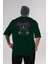 Teddy Bear Stay Cool Arka Baskılı Zümrüt Yeşili Oversize T-Shirt Erkek Kadın Bisiklet Yaka 1
