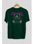 Teddy Bear Stay Cool Arka Baskılı Zümrüt Yeşili Oversize T-Shirt Erkek Kadın Bisiklet Yaka 2
