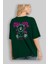 Teddy Bear Stay Cool Arka Baskılı Zümrüt Yeşili Oversize T-Shirt Erkek Kadın Bisiklet Yaka 4