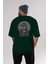 Monkey Suits Arka Baskılı Zümrüt Yeşili Oversize T-Shirt Unisex Erkek Kadın Bisiklet Yaka 5
