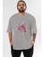 Spiderman (23) Ön Baskılı Gri Oversize T-Shirt Bisiklet Yaka Pamuk Erkek Kadın 1