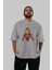 Iron Man Ön Baskılı Gri Oversize T-Shirt Bisiklet Yaka Pamuk Erkek Kadın 5