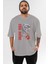 Jurassic Park (2) Ön Baskılı Gri Oversize T-Shirt Bisiklet Yaka Pamuk Erkek Kadın 1