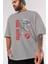 Jurassic Park (2) Ön Baskılı Gri Oversize T-Shirt Bisiklet Yaka Pamuk Erkek Kadın 3