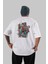 Spiderman Arka Baskılı Beyaz Oversize T-Shirt Bisiklet Yaka Pamuk Erkek Kadın 1