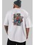 Spiderman Arka Baskılı Beyaz Oversize T-Shirt Bisiklet Yaka Pamuk Erkek Kadın 5