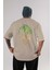 Joker (3) Arka Baskılı Bej Oversize T-Shirt Bisiklet Yaka Pamuk Erkek Kadın 1