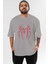 Spiderman (1) Ön Baskılı Gri Oversize T-Shirt Bisiklet Yaka Pamuk Erkek Kadın 1