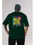 Skatebording Arka Baskılı Zümrüt Yeşili Oversize T-Shirt Erkek Kadın Bisiklet Yaka 1
