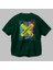 Skatebording Arka Baskılı Zümrüt Yeşili Oversize T-Shirt Erkek Kadın Bisiklet Yaka 3