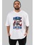 Captain America Ön Baskılı Beyaz Oversize T-Shirt Bisiklet Yaka Erkek Kadın 1
