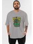 Hulk (5) Ön Baskılı Gri Oversize T-Shirt Bisiklet Yaka Pamuk Erkek Kadın 1