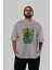 Hulk (5) Ön Baskılı Gri Oversize T-Shirt Bisiklet Yaka Pamuk Erkek Kadın 5
