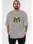 Batman 5 Ön Baskılı Gri Oversize T-Shirt Bisiklet Yaka Pamuk Erkek Kadın 1
