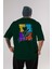 Skaters Only Bear Arka Baskılı Zümrüt Yeşili Oversize T-Shirt Erkek Kadın Bisiklet Yaka 1