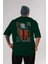 Japan Mythology Arka Baskılı Zümrüt Yeşili Oversize T-Shirt Unisex Erkek Kadın Bisiklet Yaka 1