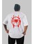 Spiderman (32) Arka Baskılı Beyaz Oversize T-Shirt Bisiklet Yaka Pamuk Erkek Kadın 1