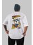 Superman (2) Arka Baskılı Beyaz Oversize T-Shirt Bisiklet Yaka Pamuk Erkek Kadın 1