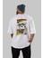 Superman (2) Arka Baskılı Beyaz Oversize T-Shirt Bisiklet Yaka Pamuk Erkek Kadın 4