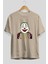 Joker (10) Ön Baskılı Bej Oversize T-Shirt Bisiklet Yaka Pamuk Erkek Kadın 2