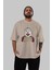 Joker (10) Ön Baskılı Bej Oversize T-Shirt Bisiklet Yaka Pamuk Erkek Kadın 5