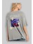 Blessed Arka Baskılı Gri Oversize T-Shirt Unisex Erkek Kadın Bisiklet Yaka 3