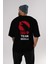Team Godzilla Arka Baskılı Siyah Oversize T-Shirt Bisiklet Yaka Pamuk Erkek Kadın 5