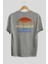 Miami Beach Yazılı Arka Baskılı Gri Oversize T-Shirt Unisex Erkek Kadın Bisiklet Yaka 2