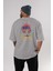 Summer Time Yazılı Arka Baskılı Gri Oversize T-Shirt Unisex Erkek Kadın Bisiklet Yaka 4